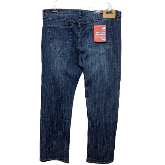 IZOD Mens Jeans 40x32 Relaxed Fit Comfort Stretch Blue Straight Leg NWT - Picture 2 of 11